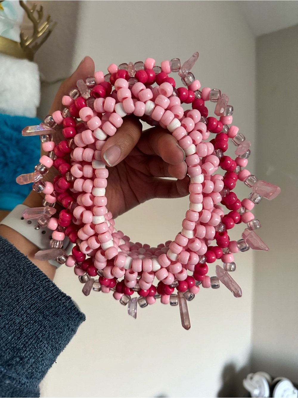 Rave Kandi Pink and White Cuff/Necklace/Arm Band